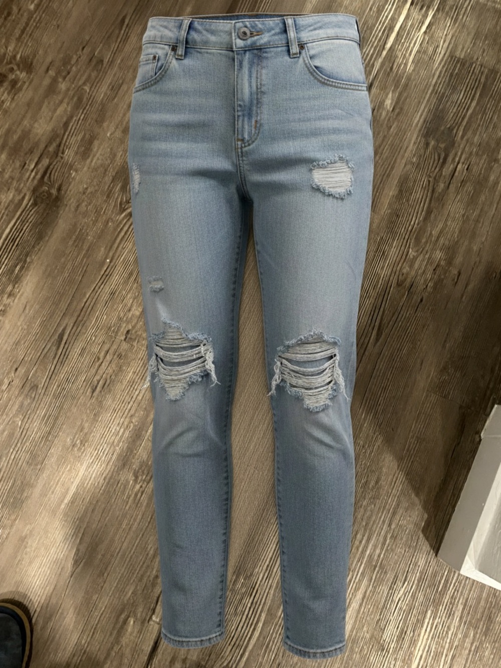 Source Unknown Light Blue Distressed Straight-Leg Jeans
